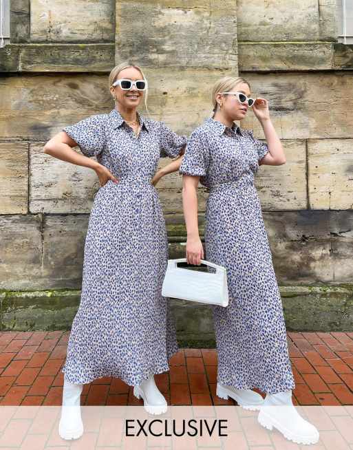 Labelrail X Olivia & Alice short sleeve maxi dress in ditsy floral