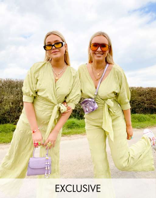 Labelrail x Olivia & Alice – Strukturierter Jumpsuit mit Wickeldetail an der Taille