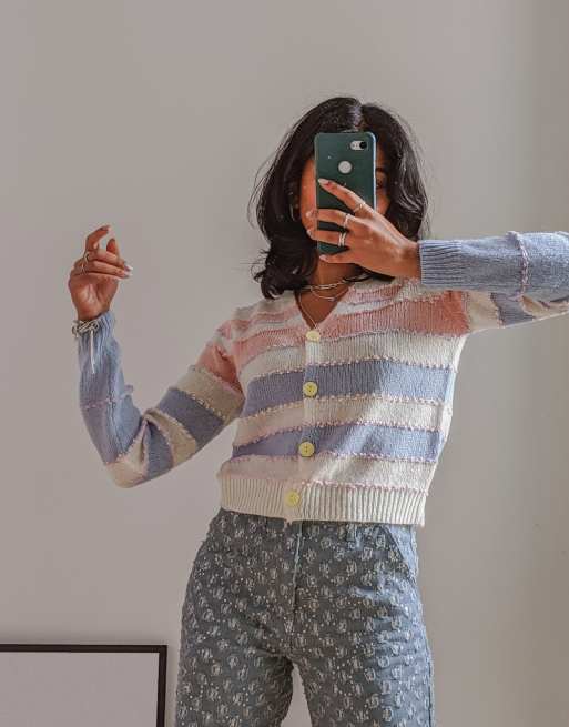 Labelrail x Pose and Repeat - Aansluitend vest in multi pastel strepen