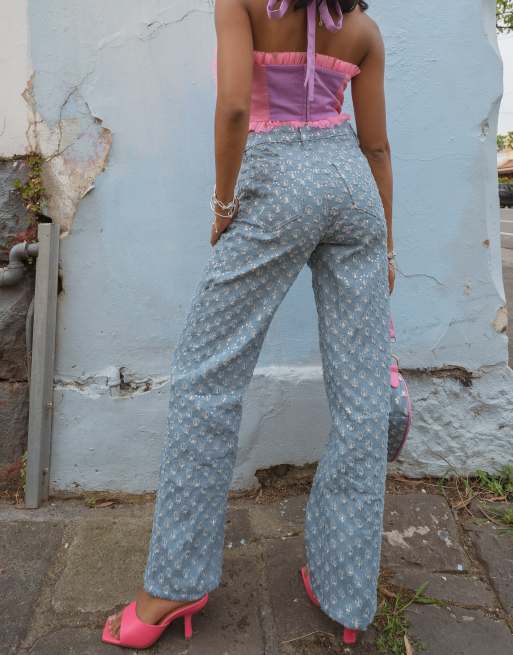 Labelrail x Pose and Repeat baggy jeans in vintage glitter denim
