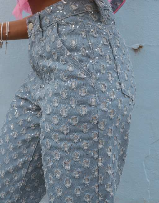 Labelrail x Pose and Repeat baggy jeans in vintage glitter denim - part of a set, 2 of 4