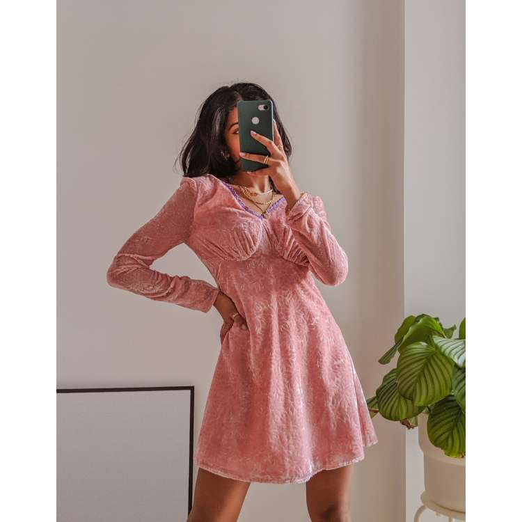 Labelrail x Pose and Repeat long sleeve mini tea dress in pink