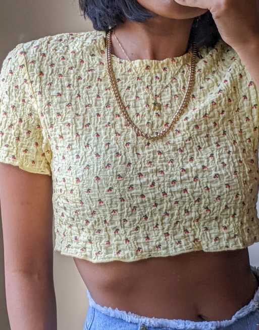 Labelrail x Pose and Repeat - T-Shirt corta color limone testurizzato, 3 di 4