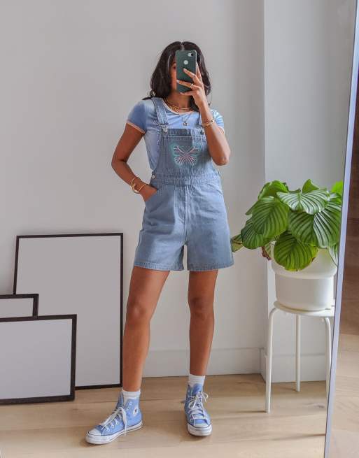 Butterfly Denim Dungaree Shorts – Boogzel Clothing