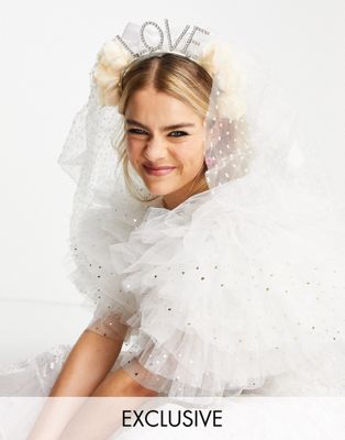 Labelrail x Rachel Burke diamante love veil in white