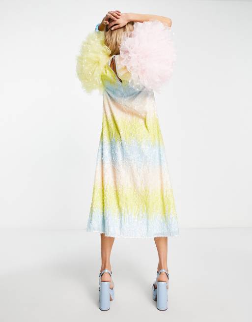 Labelrail x Rachel Burke sequin midi dress with tulle puff