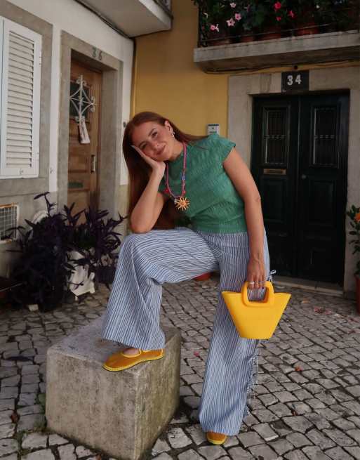 Labelrail x Rebecca Olivia – Jadegrön, ginghamrutig, liten t-shirt med smock, 4 av 4
