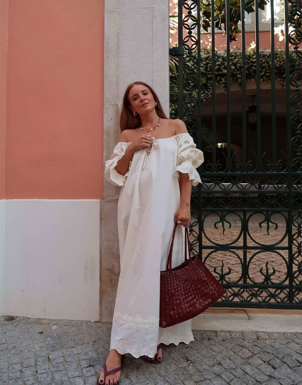 Labelrail x Rebecca Olivia scallop lace midaxi smock dress in ivory