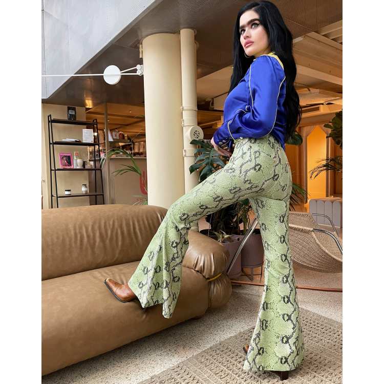 16ARLINGTON Snake-print satin wide-leg pants | THE OUTNET