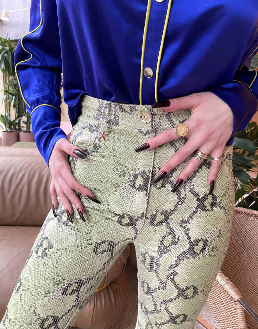 Snake print bell bottom on sale pants