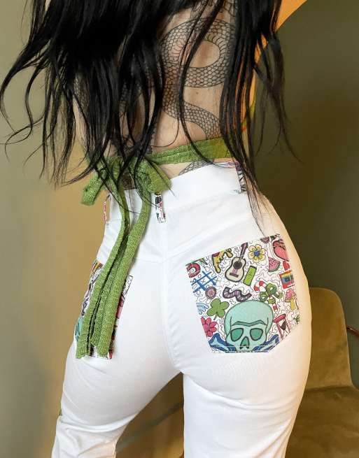Labelrail x Sophia Hadjipanteli - Jeans a gamba dritta con stampa fantasia multicolore, 3 di 4