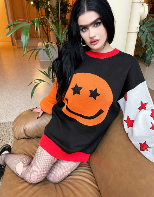 Labelrail x Sophia Hadjipanteli oversized jumper in multi with smile graphic