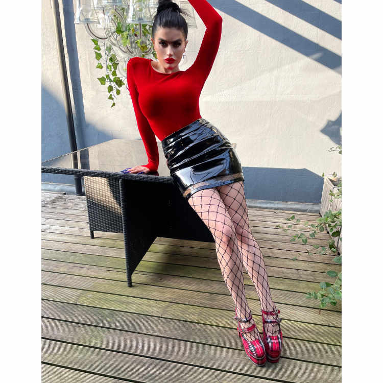 Labelrail x Sophia Hadjipanteli vinyl high waisted mini skirt in