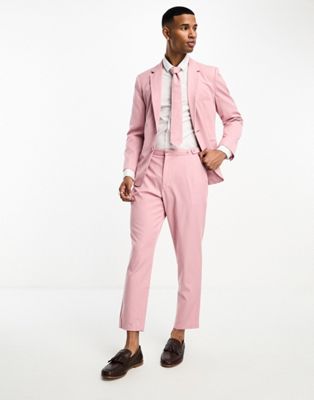 Labelrail x Stan & Tom fitted tapered suit trousers co-ord in salmon pink