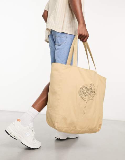 Men's Tote Bags in Luxe Leather, Canvas