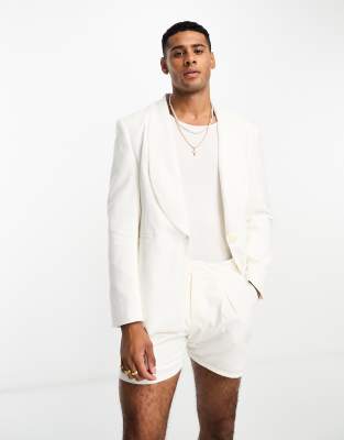 Labelrail x Stan & Tom relaxed riviera linen suit jacket co-ord in cream