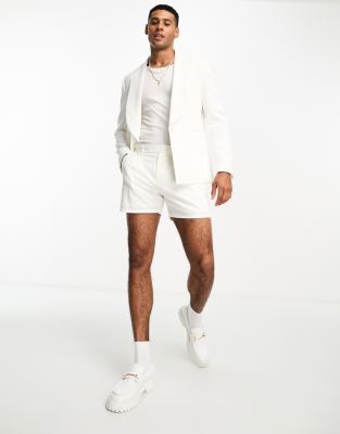 Labelrail x Stan Tom relaxed Riviera linen suit shorts in cream - Main Image