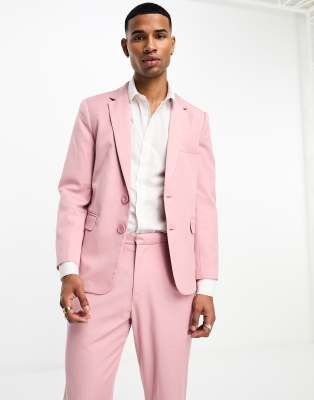 Labelrail Labelrail x Stan & Tom single breasted fitted suit jacket co-ord in salmon pink