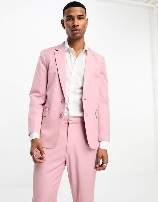 Pink stretch Blazer with peak lapels