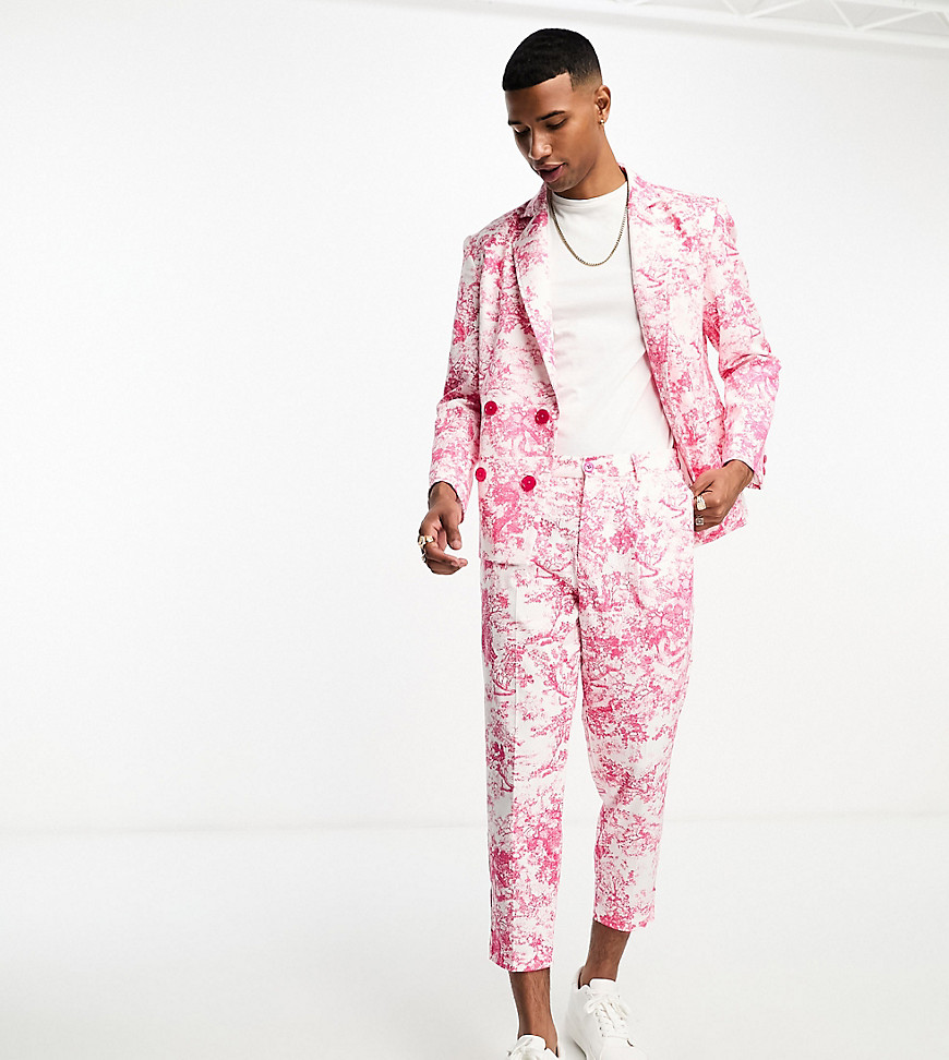 Labelrail x Stan & Tom toile print cropped tapered trousers co-ord in pink