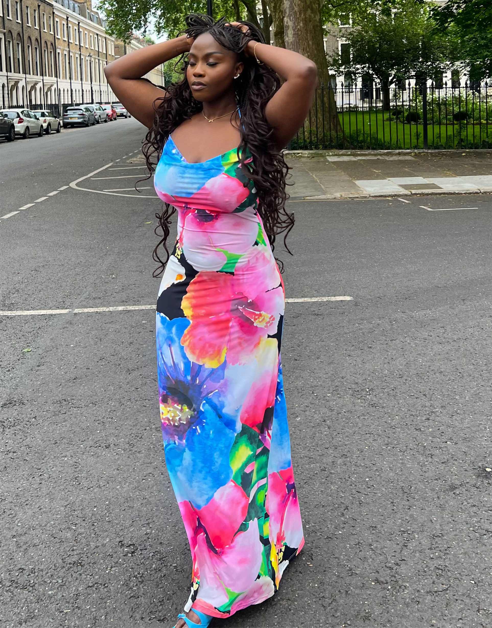 labelrail x sumbo owoyele bold bloom cami maxi dress in multi