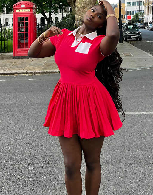pleated skirt dress Women's 2 in 1 With Skirt, Blue measured on a standard size 4 Semi Labelrail x Sumbo Owoyele pleated