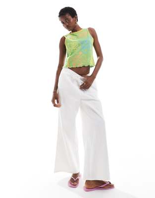 x Sumbo Owoyele wide leg relaxed linen pants in off-white