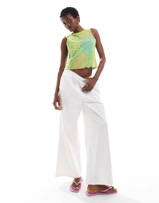 Labelrail x Sumbo Owoyele wide leg relaxed linen trousers in off-white