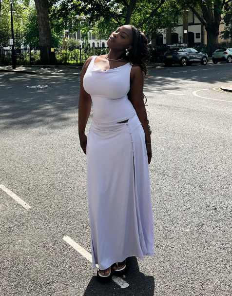 Labelrail x Sumbo Owoyele wrap detail slinky midaxi skirt co-ord in lilac - view 1