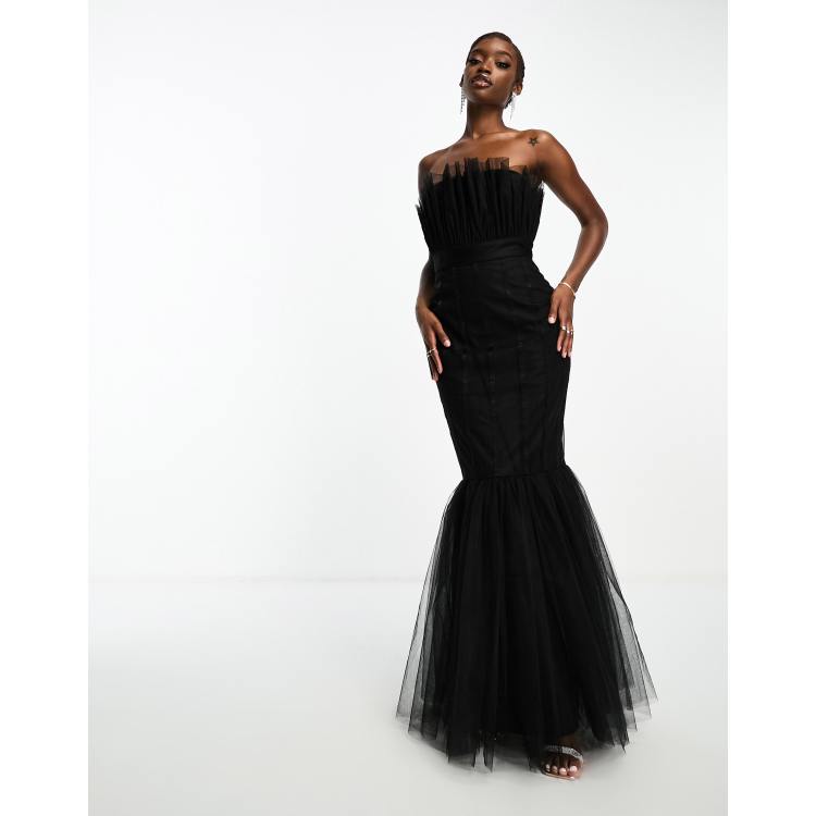 Black strapless sales fishtail dress