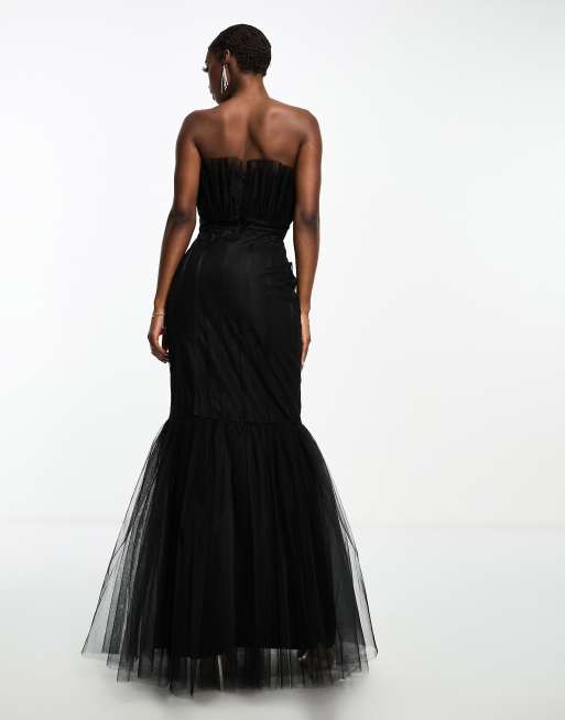 Asos black 2024 fishtail dress