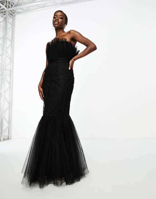 Black tulle best sale maxi dress