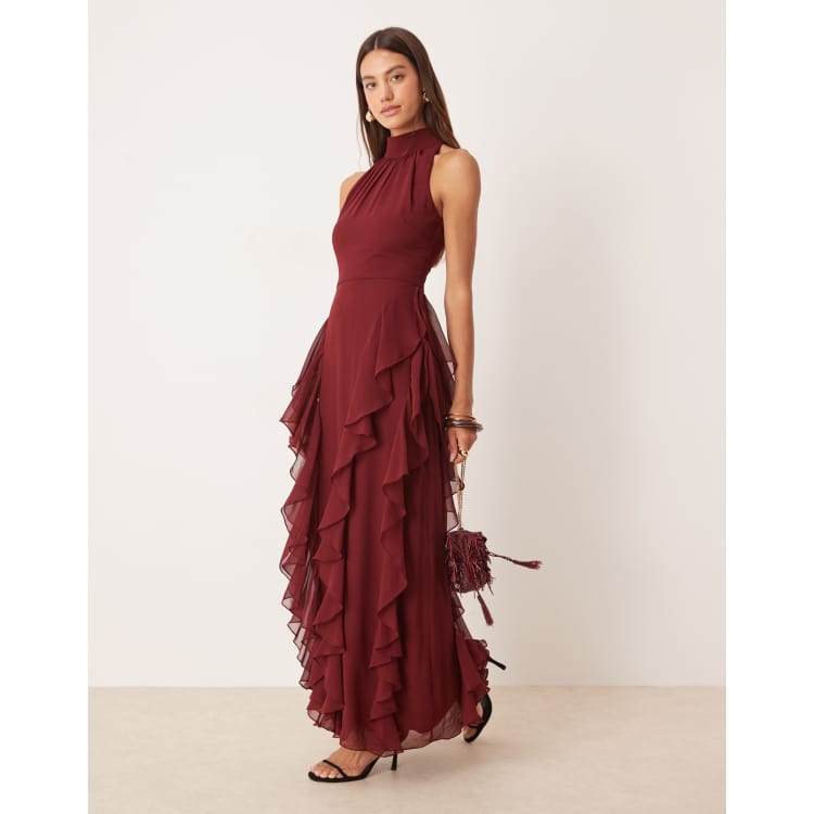 princess polly baby blue dress Burgundy Lace Dress - Shrug & Lace Dress Set - Lace Midi Dress main image 0