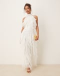 [Lace & Beads] Lace & Beads backless ruffle tulle maxi dress in ivory-White 16 Ivory