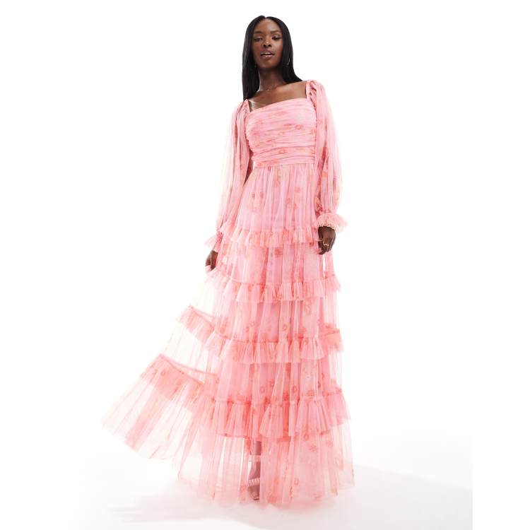 asos edition floral beaded mesh dress with balloon sleeve Lace & Beads ruffle maxi in pink Do you remember the checkingactivesale SIZES:4 Mac Duggals minidress is