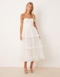 [Lace & Beads] Lace & Beads bandeau ruffle midaxi dress in butter cream-White 12 Butter Cream