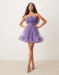 [Lace & Beads] Lace & Beads bandeau structured mini dress in purple 8 Purple
