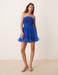 [Lace & Beads] Lace & Beads bandeau structured tulle mini dress in cobalt-Blue 8 Cobalt