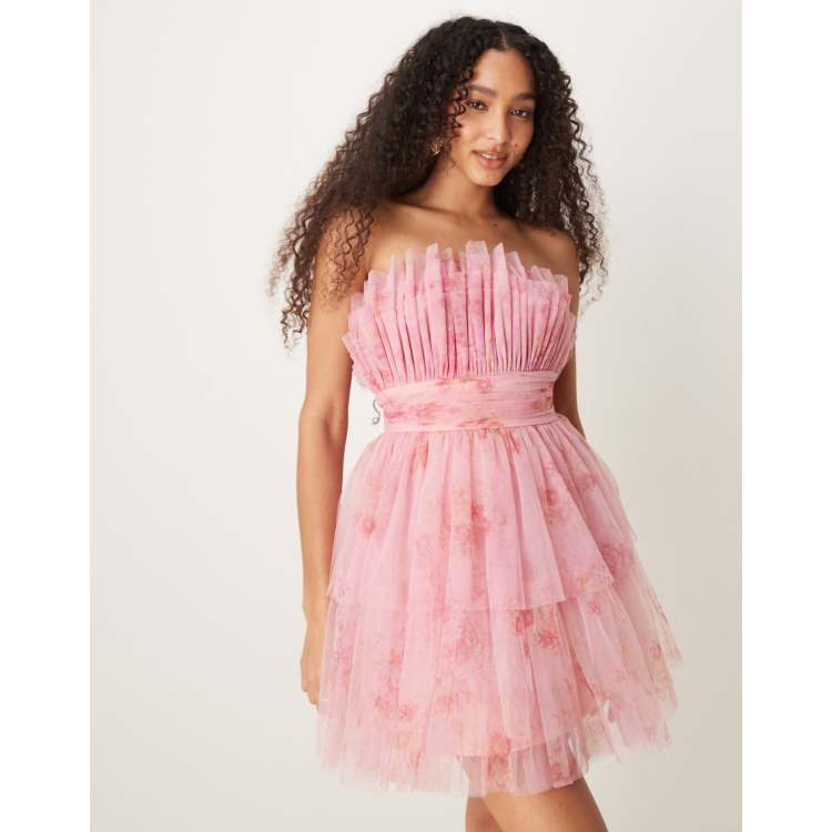 パーティードレス Pleated Tulle Mini Dress 208484263-1-babypinkfloral?$