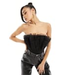 [Lace & Beads] Lace & Beads bandeau tulle bodysuit in black 16 Black