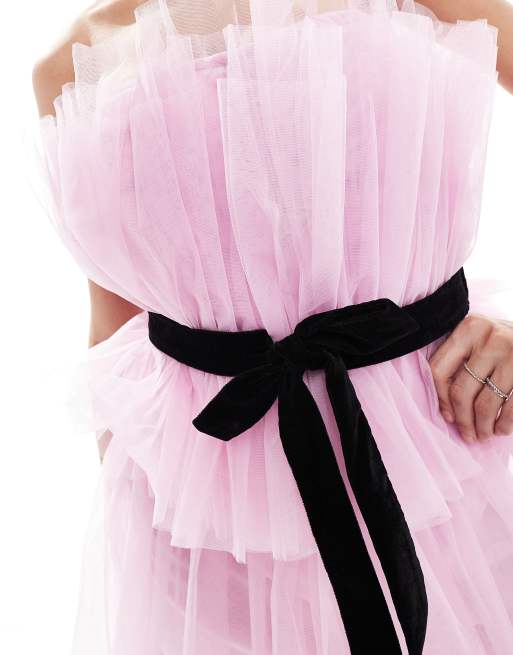 New pink newest tulle tutu bow mini dress