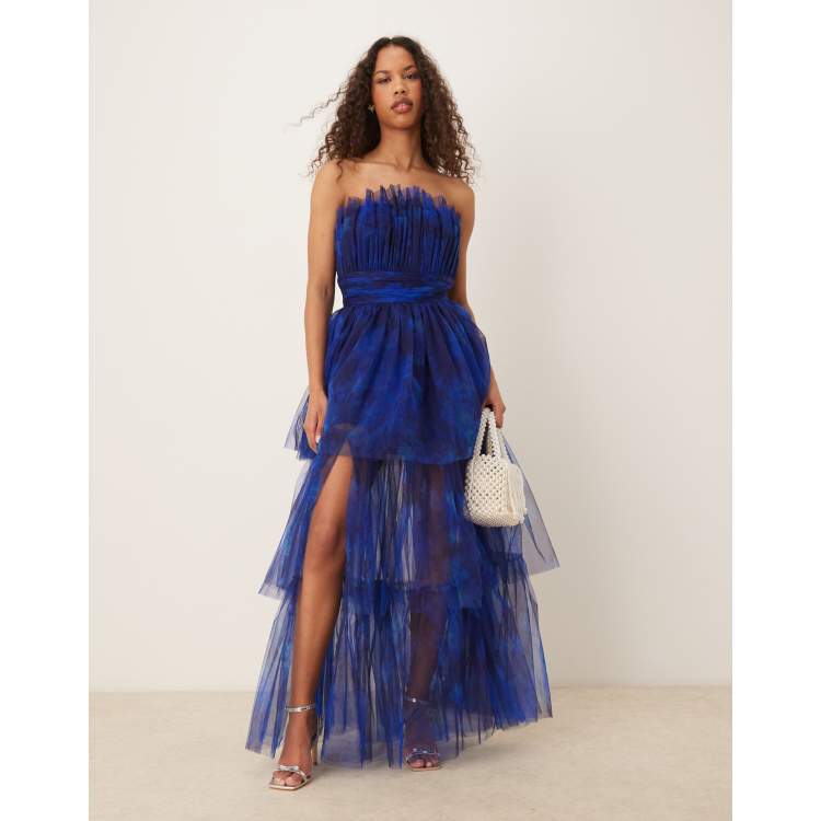 Prom Dress Asos Tulle Midi Dress Karen Millen Tulle Bandeau Tiered Midi  Dress In Pink Lyst
