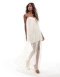 [Lace & Beads] Lace & Beads bandeau tulle maxi dress in ecru-White 14 Ecru