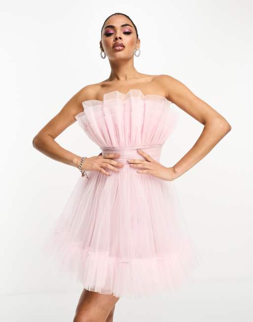 Petal Pink Satin Bow Crop Top and Tulle Ballet Skirt Set