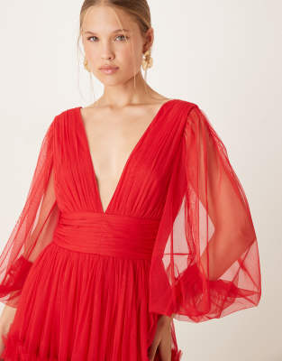 Lace & Beads Boho Ruffle Maxi Dress