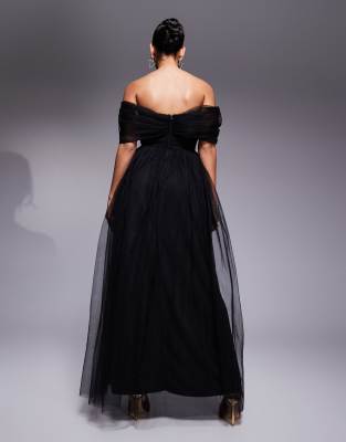 トップス Eaphi nuance tulle bustier Black Access Fashion | Rhinestone-embellished bustier top