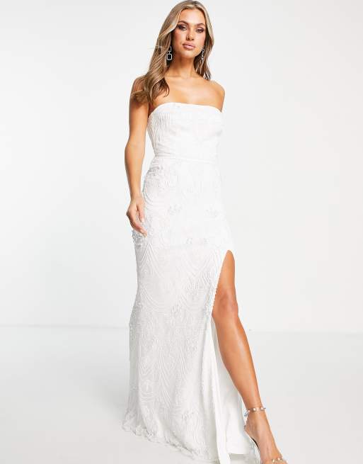 White bandeau cheap maxi dress