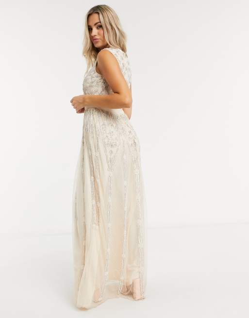 Lace and beads embellished maxi outlet dress