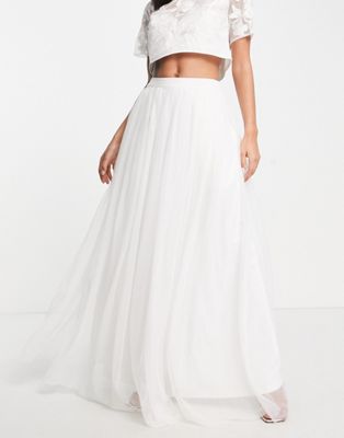 Lace & Beads Bridal full maxi skirt co-ord in ivory