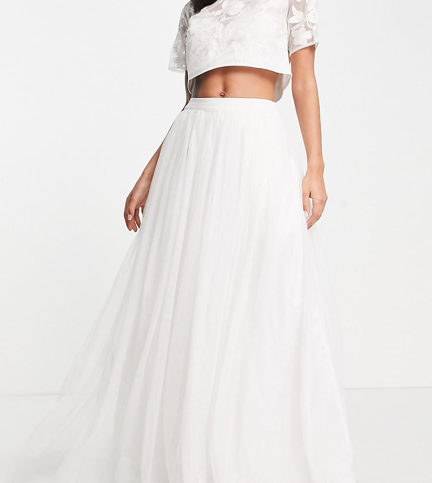 Lace & Beads Bridal full maxi skirt in ivory - part of a set-White